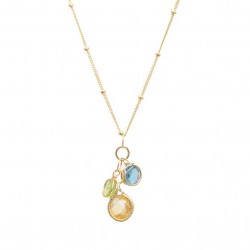 Pastel colored stones in basket frame necklace